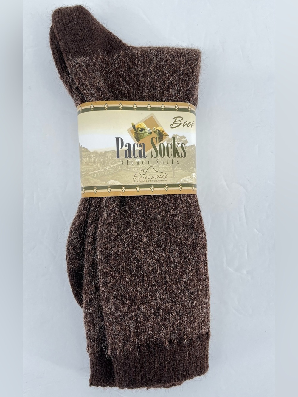 Paca Socks Classic Alpaca Boot Socks XL Brown Mens Made in Peru